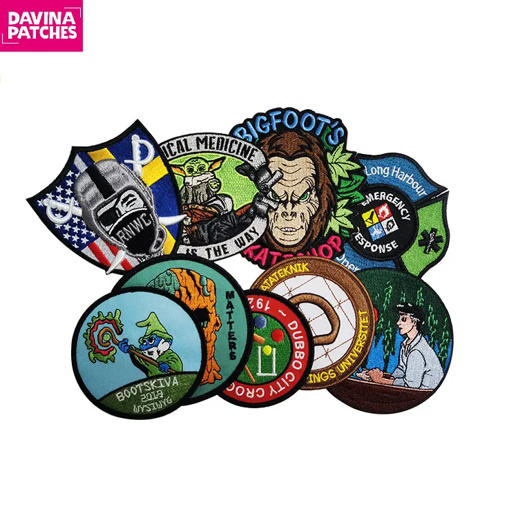 Davina fashion OEM design embroidered woven patch personality badge patches custom embroidery patch clothing Badges factory