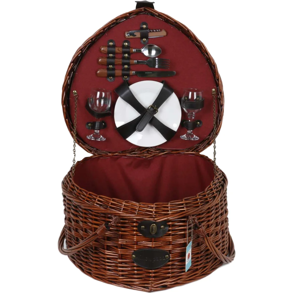 Романтическая подарочная корзина на День святого Валентина, наборы для двоих, плетеная корзина для пикника