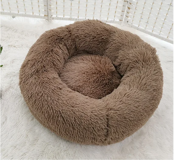 
Low price high quality personalized warm customized round plush dog bed for home 