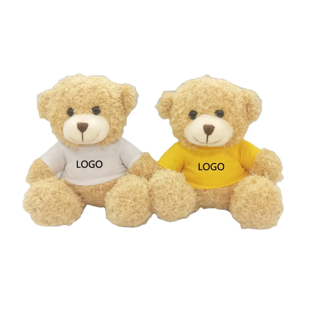 sublimation product Teddy Bear plush toy cute sitting bear with t-shirt doll wedding decoration promotion gift with logo