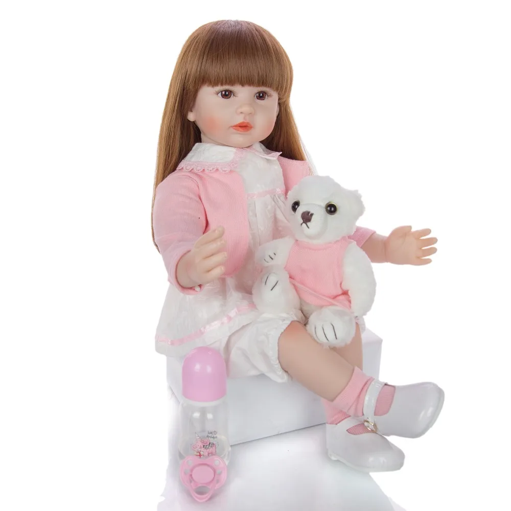 Keiumi Детские куклы реборн реалистичные 60 см Новинка, ручная работа, мягкие виниловый тканевый фон для фотостудии тела принцесса длинные волосы куклы девушки на день ребенка, подарок для детей на день рождения