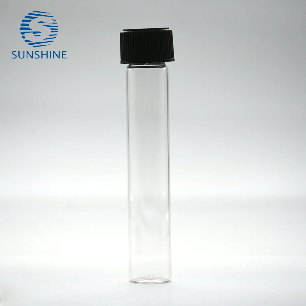 15ml 25ml 35ml Borosilicate Glass Tube Glass Tube With screw plastic Black Cap