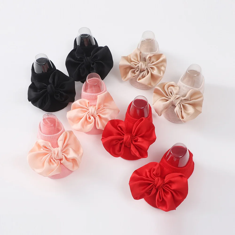 Newborn Baby Socks and Headband Set Autumn and Winter Baby Mid Tube Anti Slip Floor Socks Wholesale Cute Cartoon Infant Socks