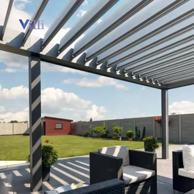 Louvered Pergola Easy Installation Remote Control Aluminum Shutter Sun Shade for Outdoor Garden