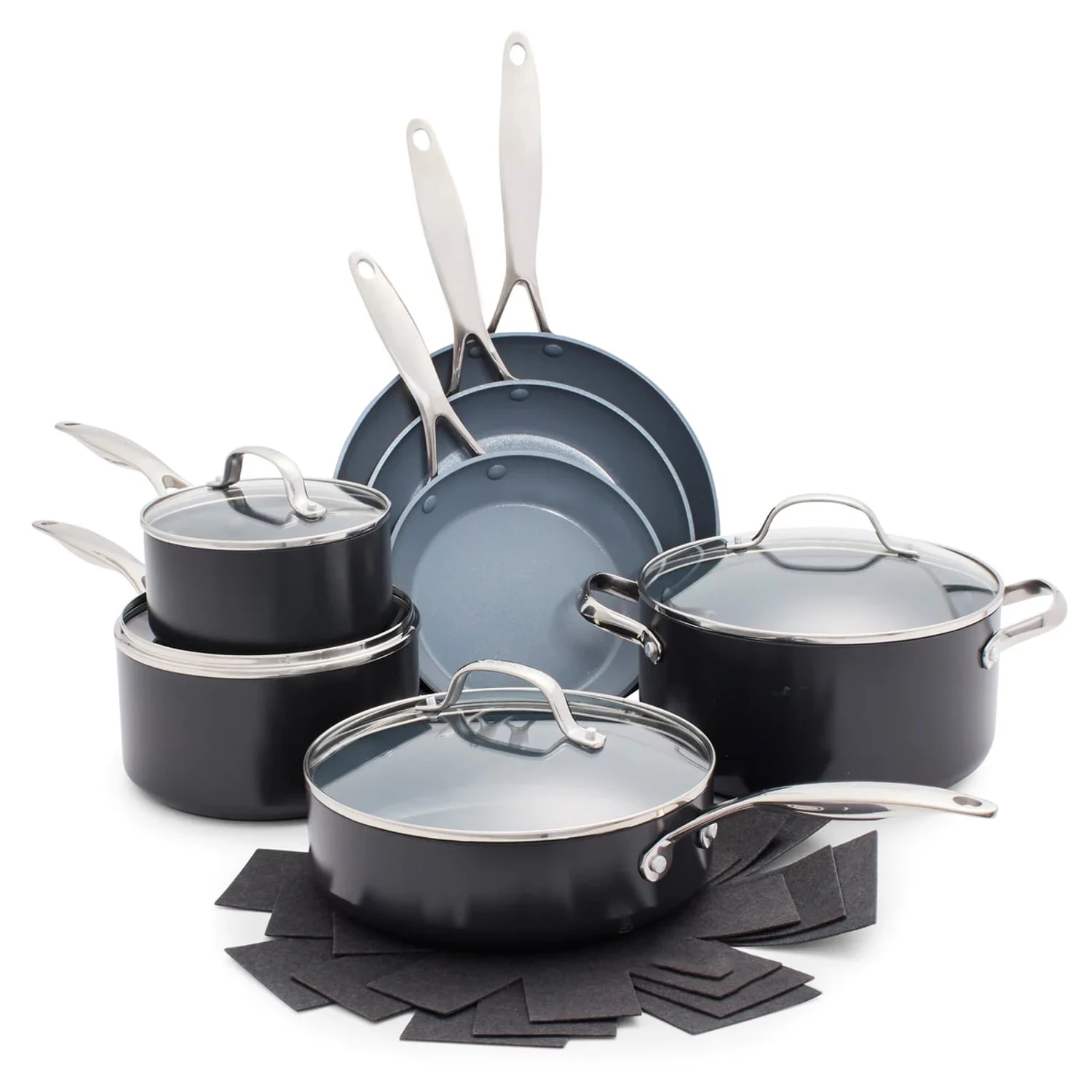 Customize 11 Piece Hot Selling Non-Stick Ceramic Coating Cookware Set Aluminum Kitchenware with Glass Lid