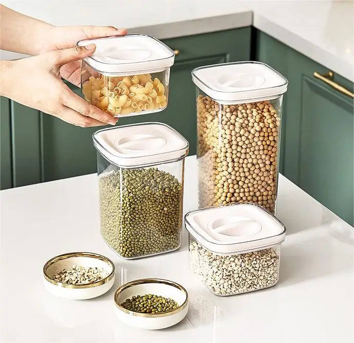 Choice Fun Food grade large moisture-proof sealed tank kitchen transparent square grain storage tank  Clean Food Storage