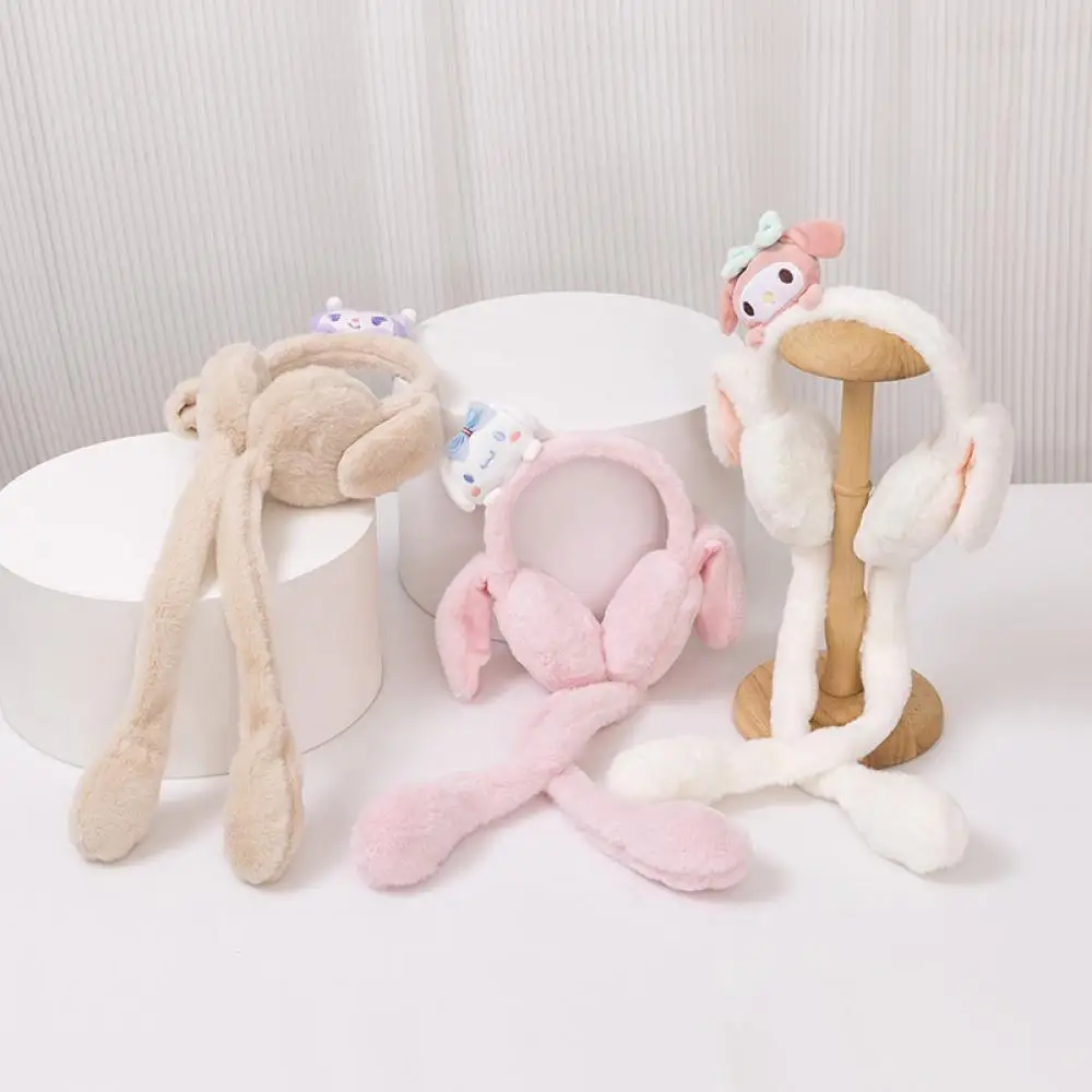 Kawaii Kuromi плюшевые наушники Аниме Sanrio Melody Cinnamoroll мягкие утолщенные теплые зимние для милых девушек студентов