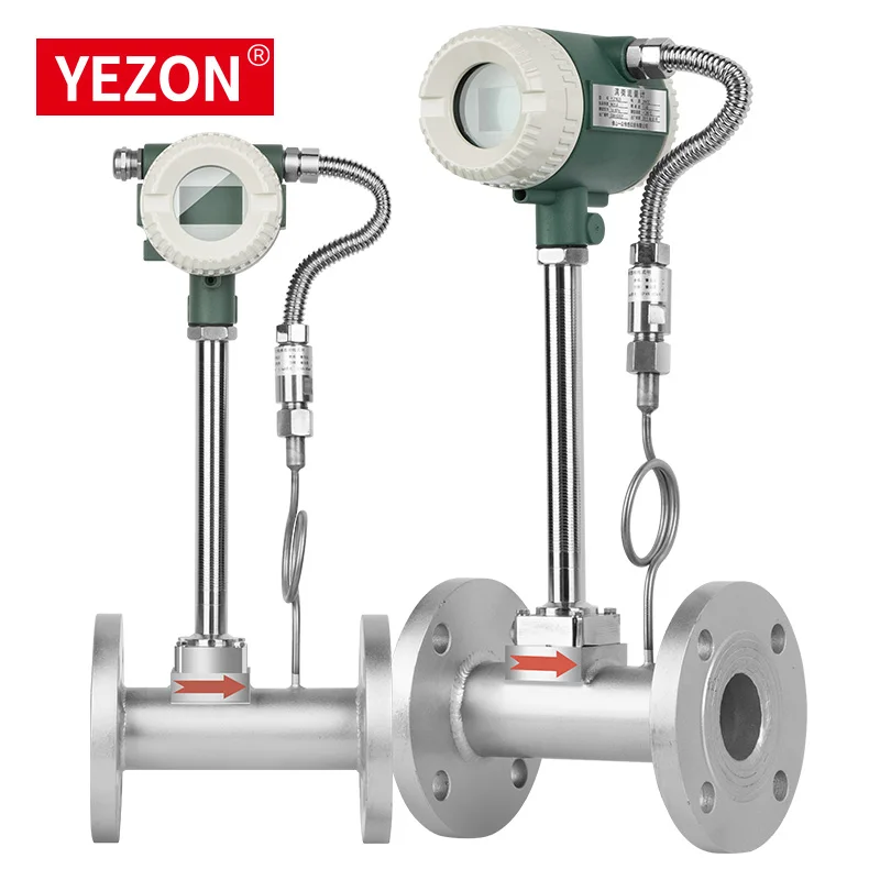 YEZON Flange Connection Liquid Vortex Street Flow Meter Temperature Pressure Integrated Vortex Flowmeter for Gas
