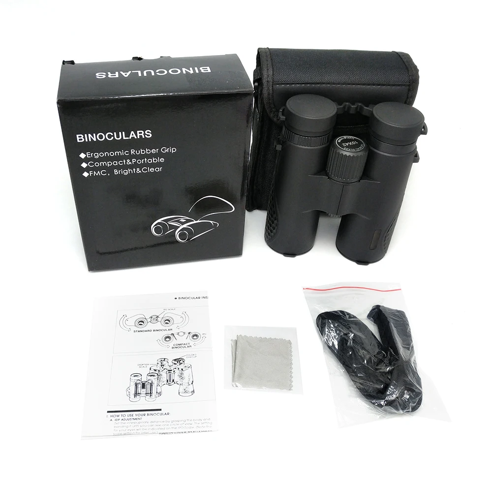 12x42 Binoculars for Adults, Portable and Waterproof Compact Binoculars with Low Light Night Vision