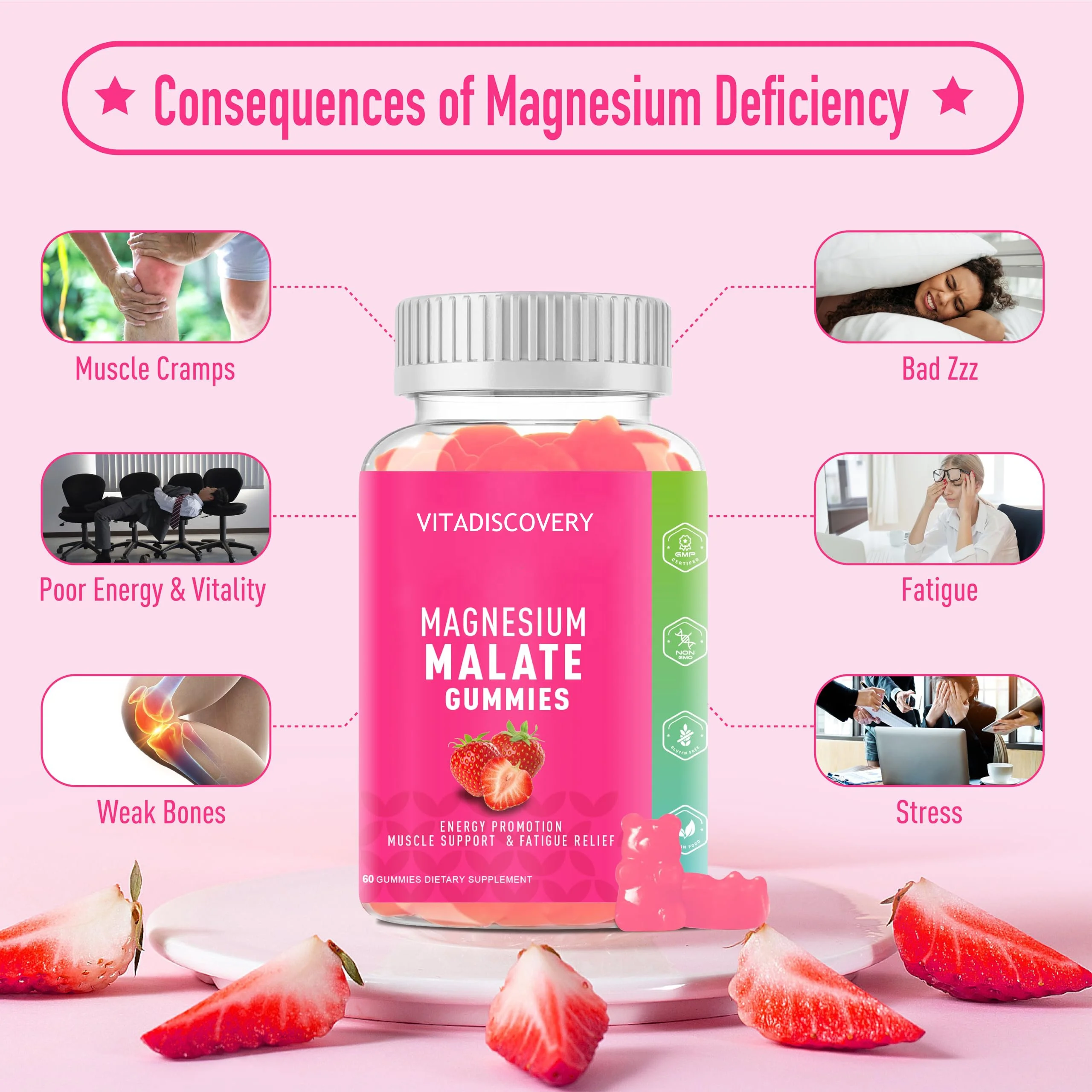 Private Your Label Magnesium Malate Gummy Sleep Muscle & Heart Relaxation Magnesium Citrate/Magnesium Glycinate
