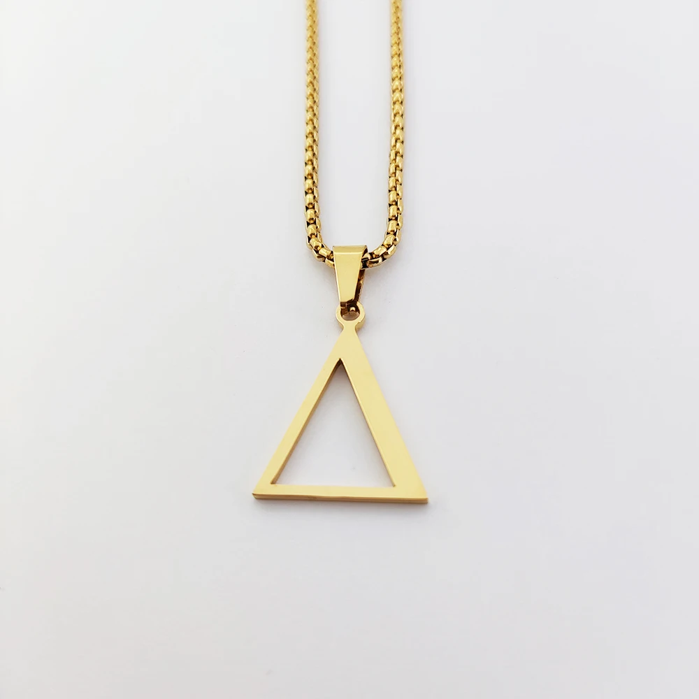 316L Stainless Steel Geometric Triangle Pendant Necklace Fashion Pyramid Delta Greek Letter Charm Necklace Jewelry Vendors