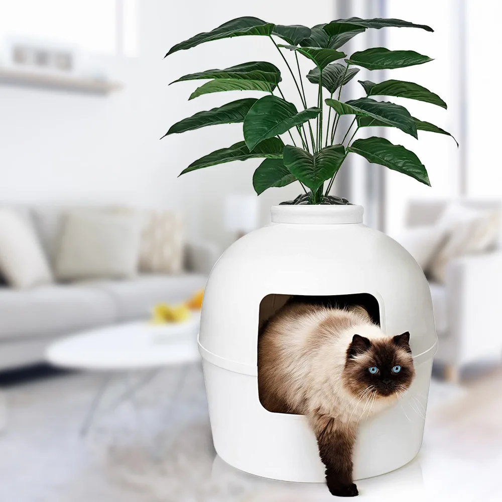 Pet Furniture Hidden Plant Cat Litter Box Enclosed Litter Box With Plant Pot Multi-functional Pet Bed House for Cats and Puppy