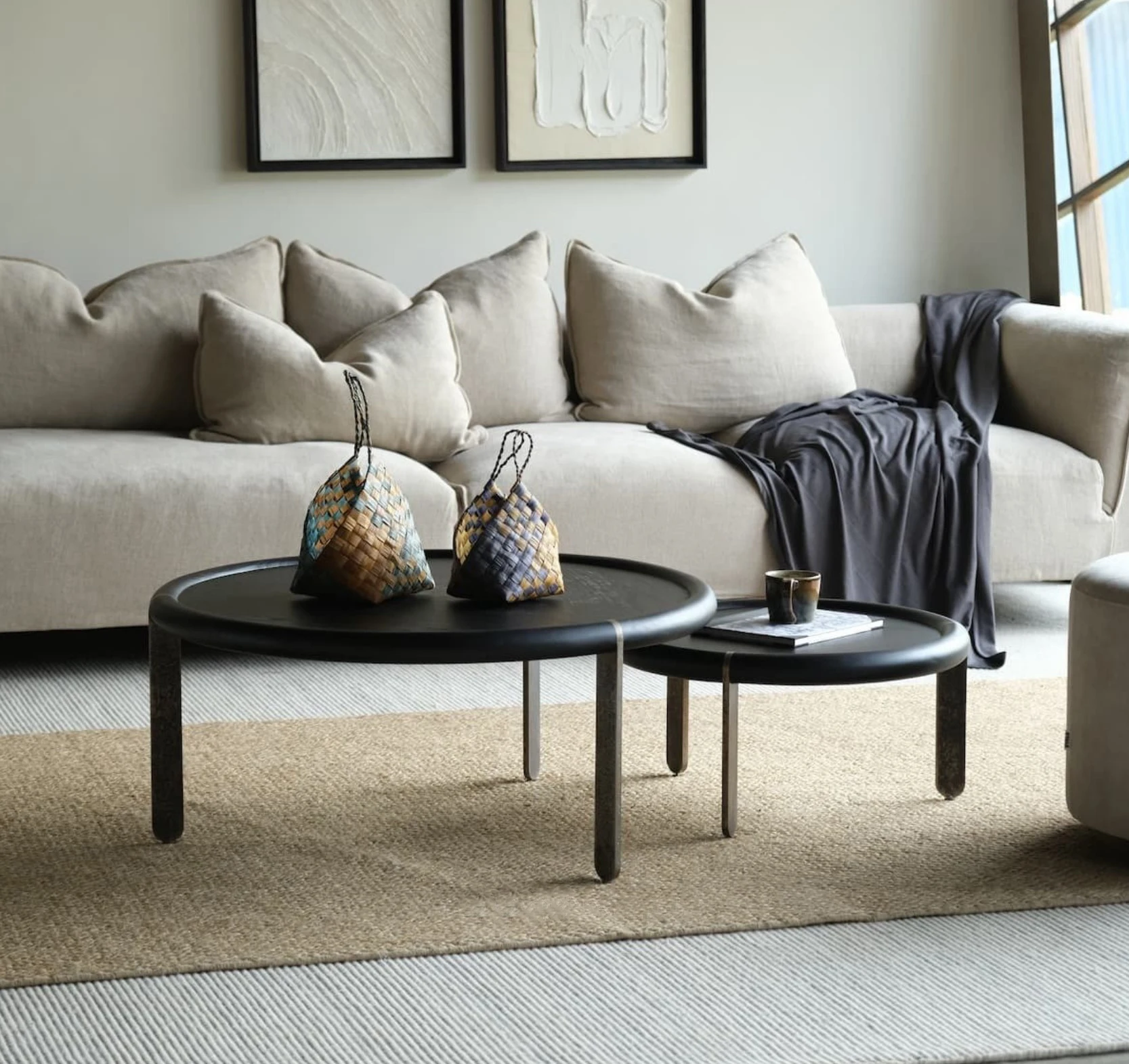 Coffee Table with ebonized wooden table top for Bar Restaurant or Living Room Home Furniture