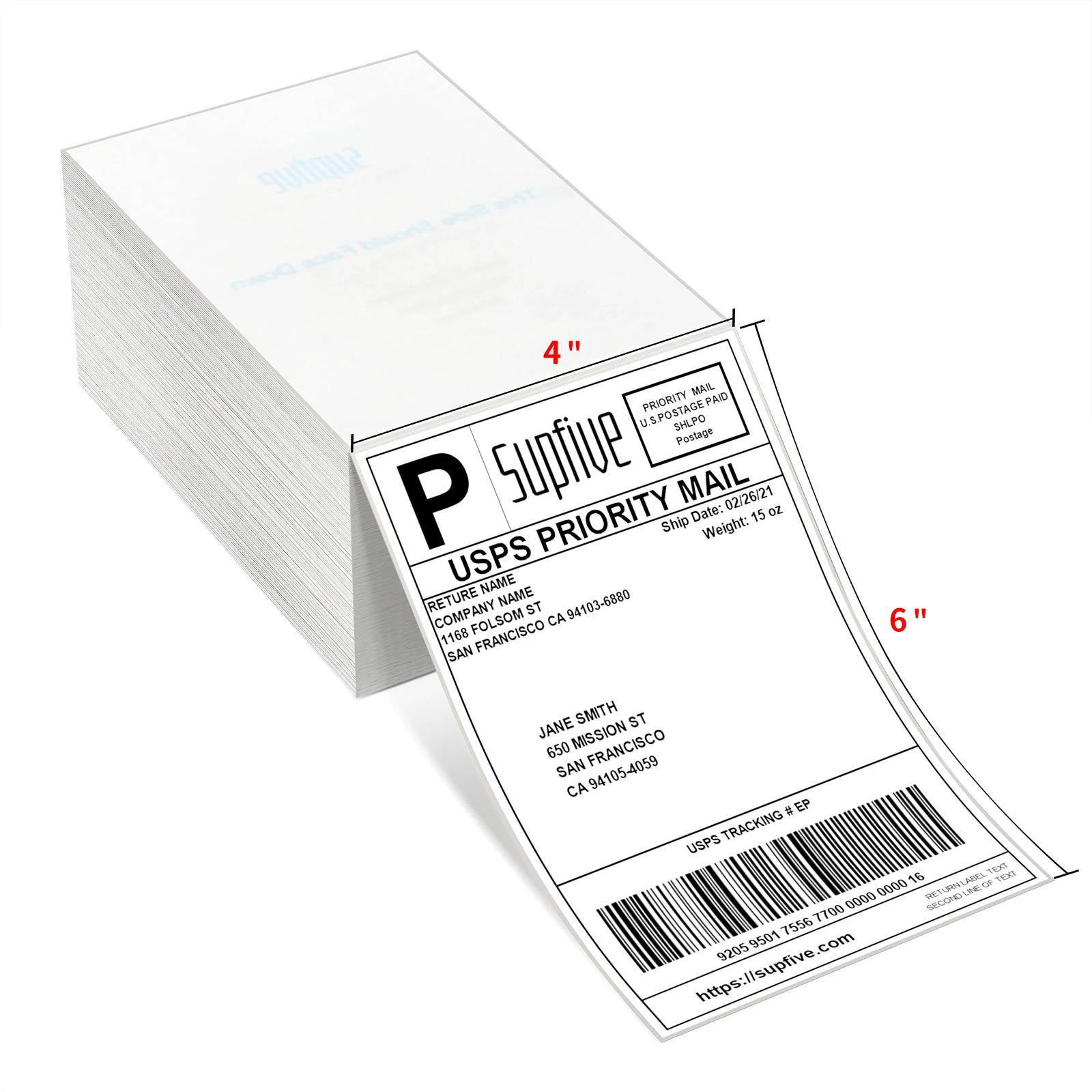 Factory Custom Pack of 500 4x6 Thermal Labels Fanfold Perforated and Strong Adhesive Direct Thermal Shipping Labels