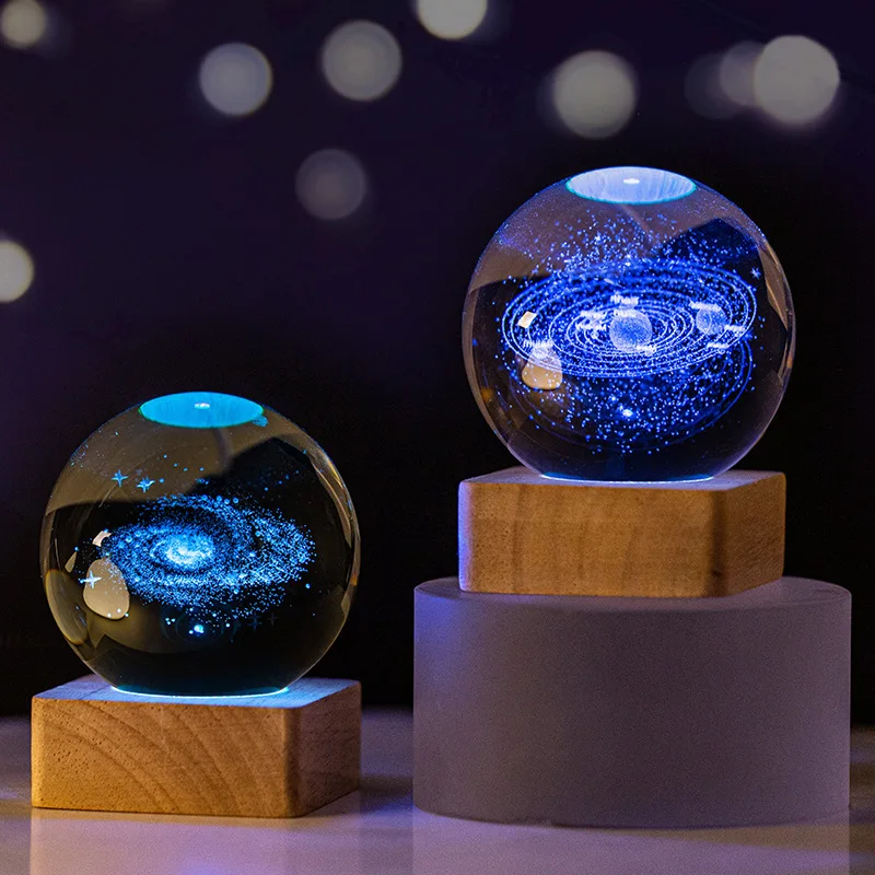 wholesale luminous crystal ball 3d  laser 80mm astronaut crystal ball decoration
