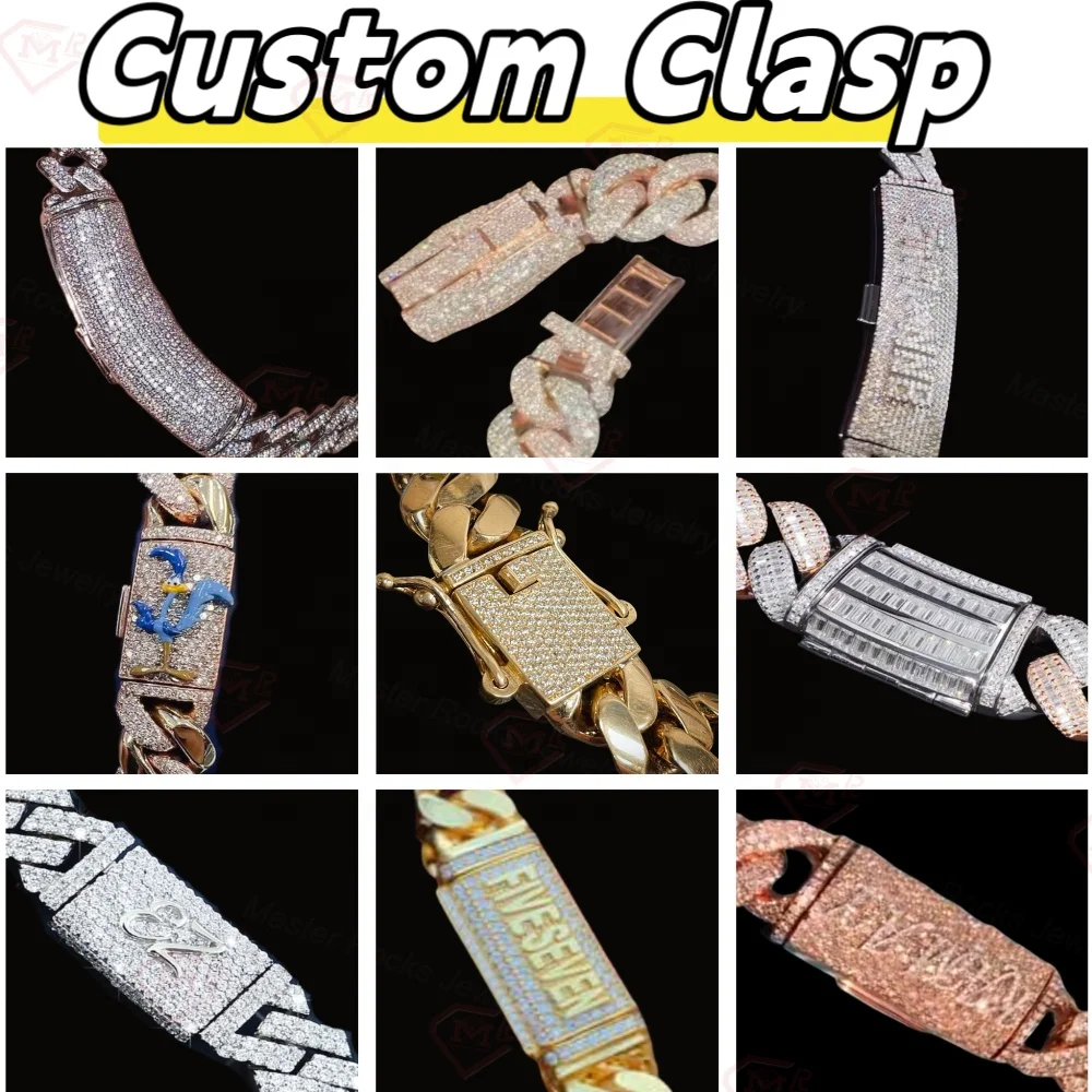 Rts 8mm 10mm 12mm Iced Out Cuban Pass Diamond Tester D Vvs 925 Sterling Silver Moissanite Cuban Link Chain