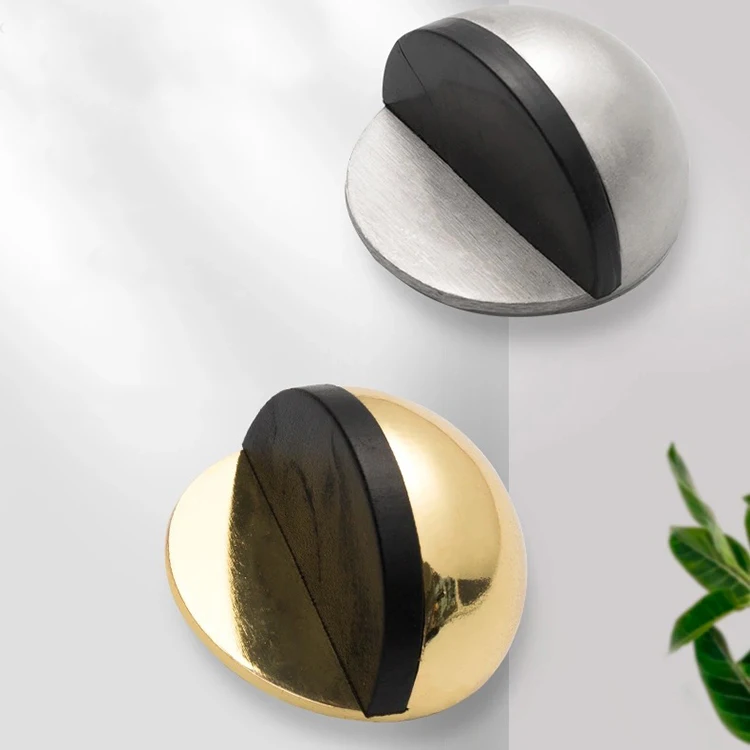 Safety Zinc Alloy Door Stopper with Rubber Bumper Half Ball Round Zamark Door Stopper Home Use
