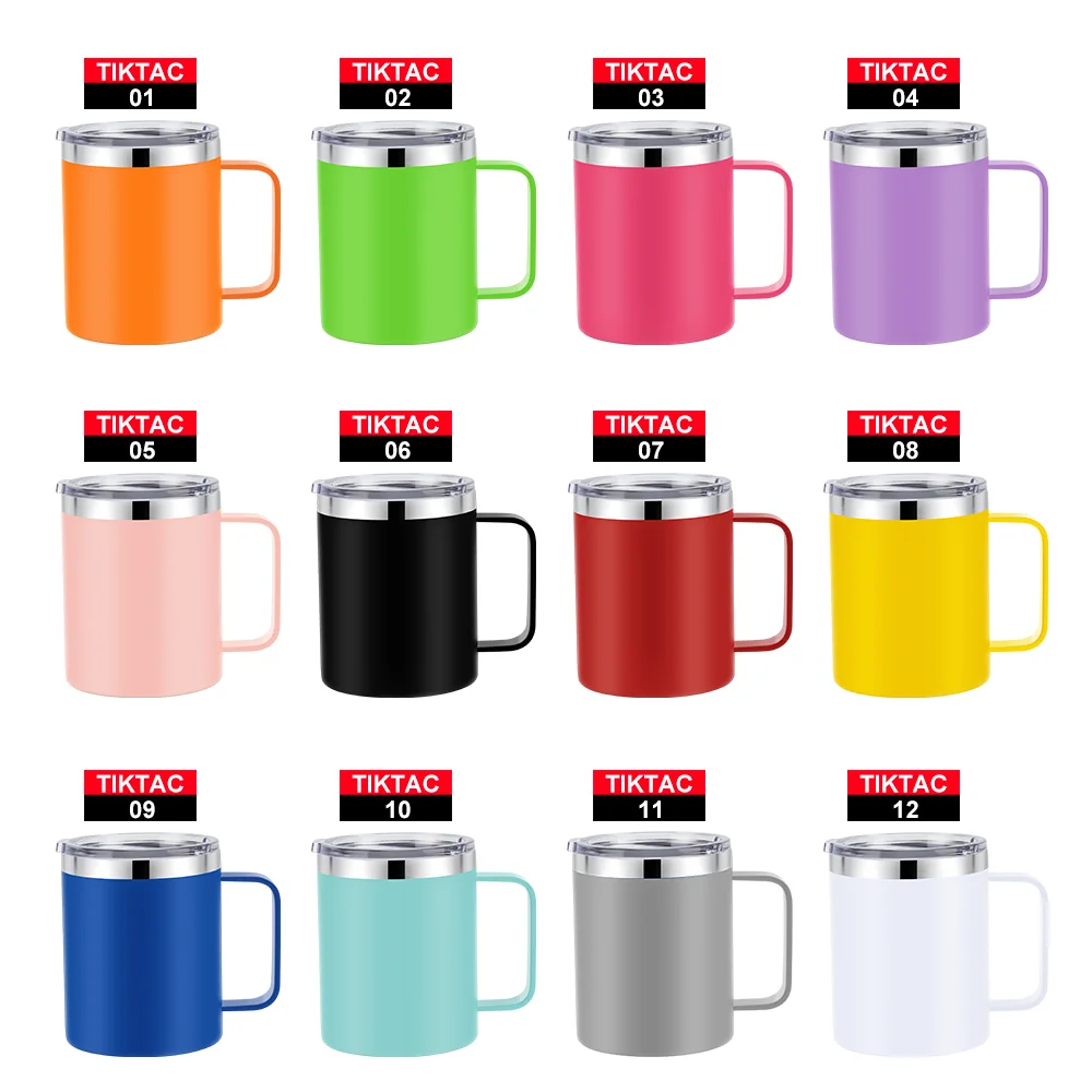 Double Walled Stainless Steel 12oz 14oz Travel Tumbler Cup Insulated coffee Mug with Handle