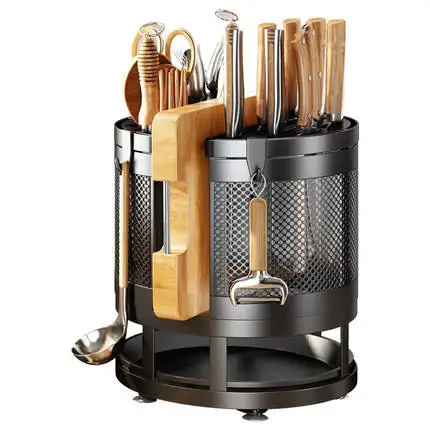 New Design 360 Degree Knife Holder Counter-top Kitchen Multi-function Knife Stand Carbon Steel Knife Holder