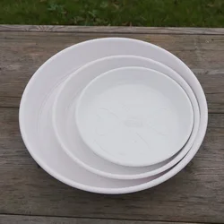 Круглый горшок для растений, пластиковый поднос с блюдцем для белых цветов, 14, 15, 18, 20, 24 см, 5, 6, 8, 9 дюймов