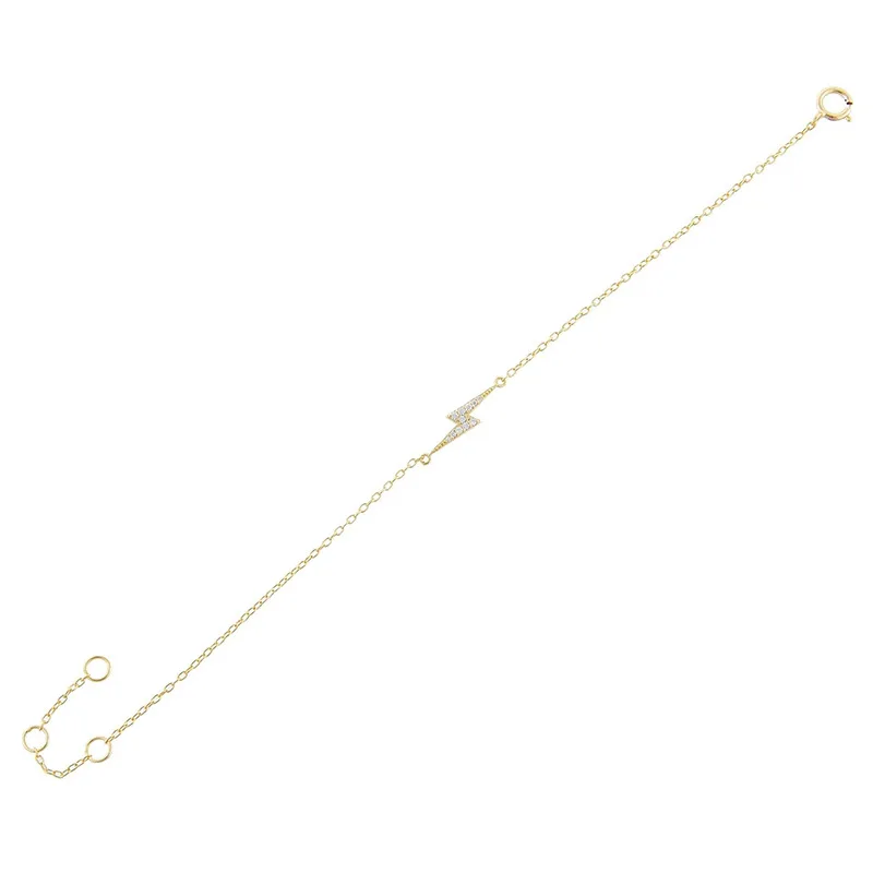 925 Sterling Silver Custom 18k gold plated Production Lightning Tiny Solid Uppercase Initial crystal Bracelet