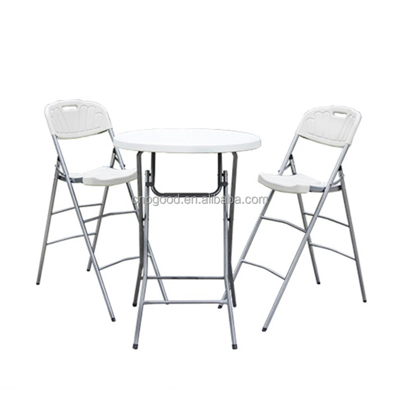 Outdoor Portable Dia 60cm White Round Bar Height Folding Tables Cocktail Fold Table Plastic for Bar