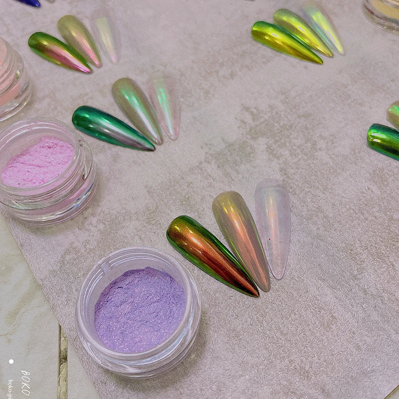 BOKO Hot Selling Aurora Chameleon Pigment Nail Magic Mirror Chrome Powder For Nail Decor