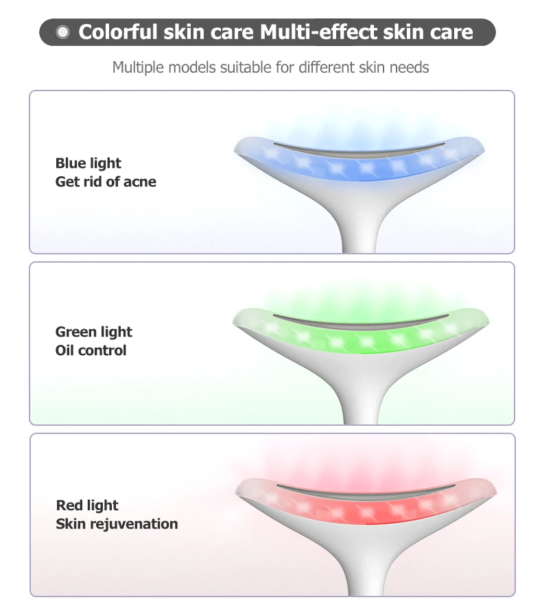 7 in 1skin tightening facial lift neck lift beauty device 3 colors led photon therapy facial whitening and neck lifting massager