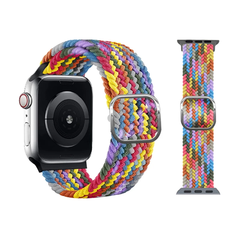 Новый эластичный тканевый нейлоновый Плетеный соло-ремешок для Apple Watch Band Series 6 SE 5 4 3 2
