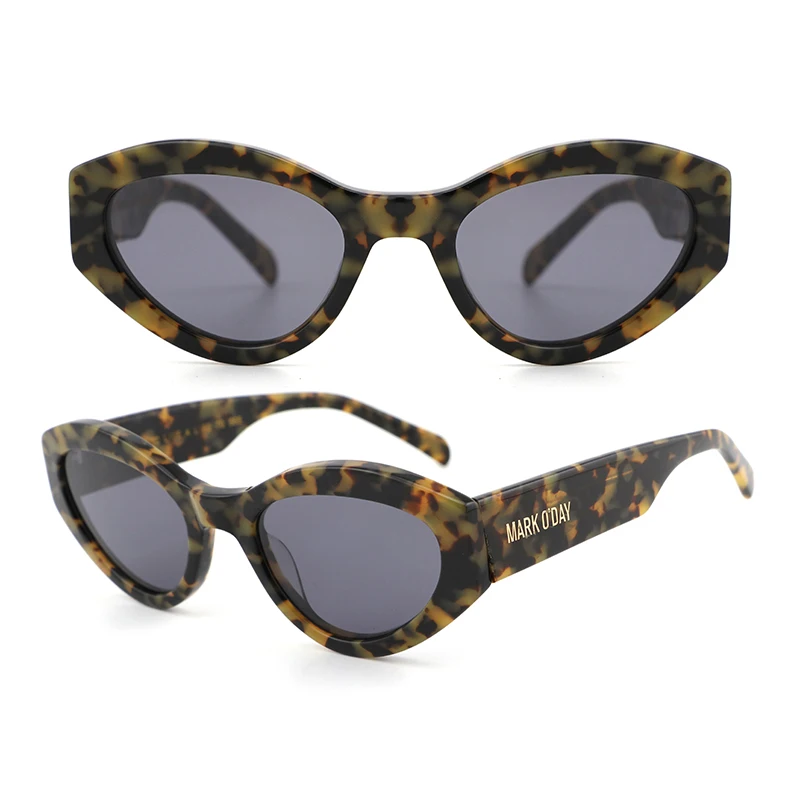 Custom logo luxury design retro cat eye thick frame recycled biodegradable sun glasses fashion eco bio acetate sunglasses