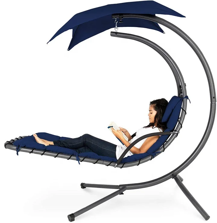 Hanging Swing Outdoor Chair Steel Garden Patio Lounge Chair With An Umbrella