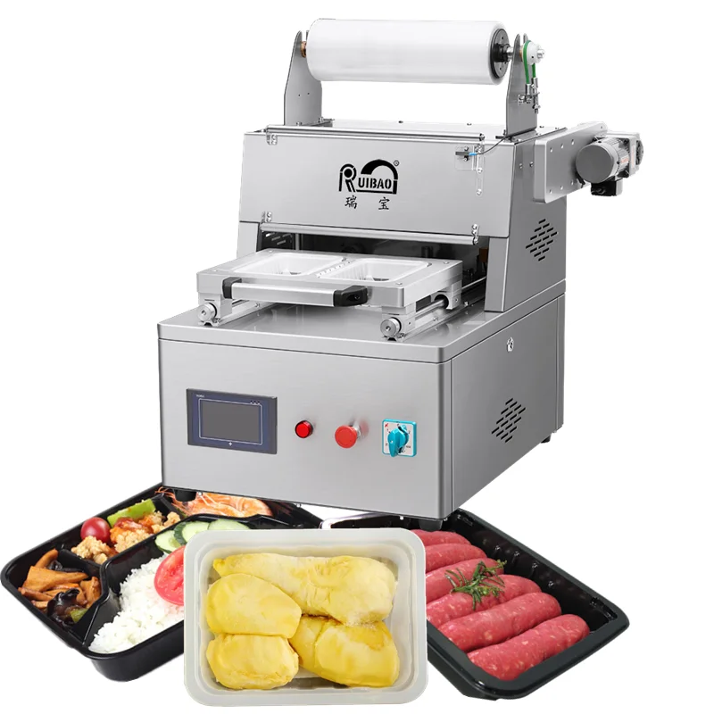 tabletop MAP tray sealing machine food atmosfera modificada packing machinewith automatic film cut
