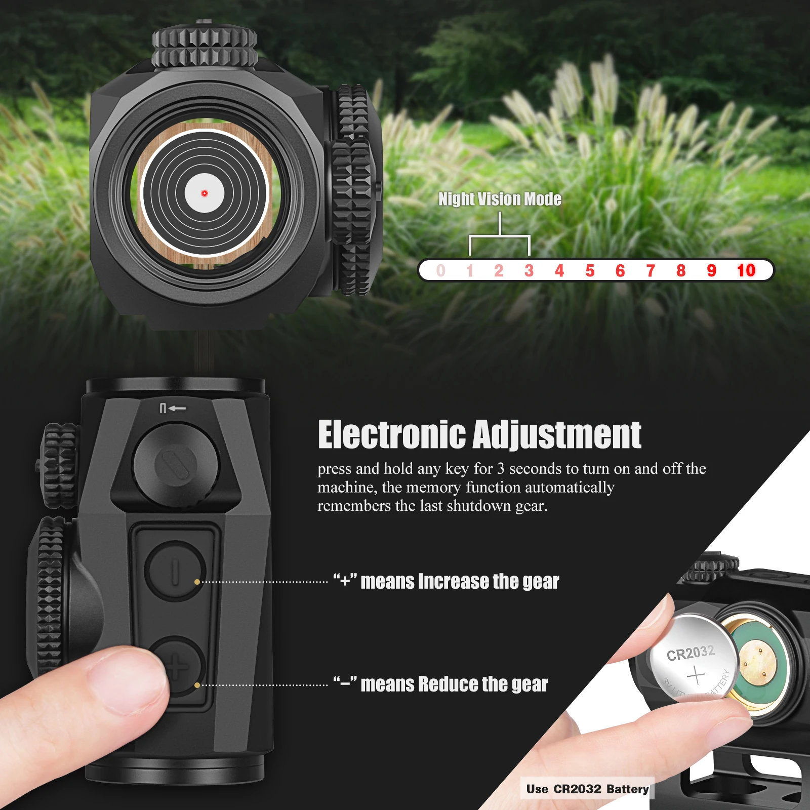 1500G IPX7 Microswitch Shake and Wake Shockproof Waterproof Reflex Sight Red Dot With High and Low Base