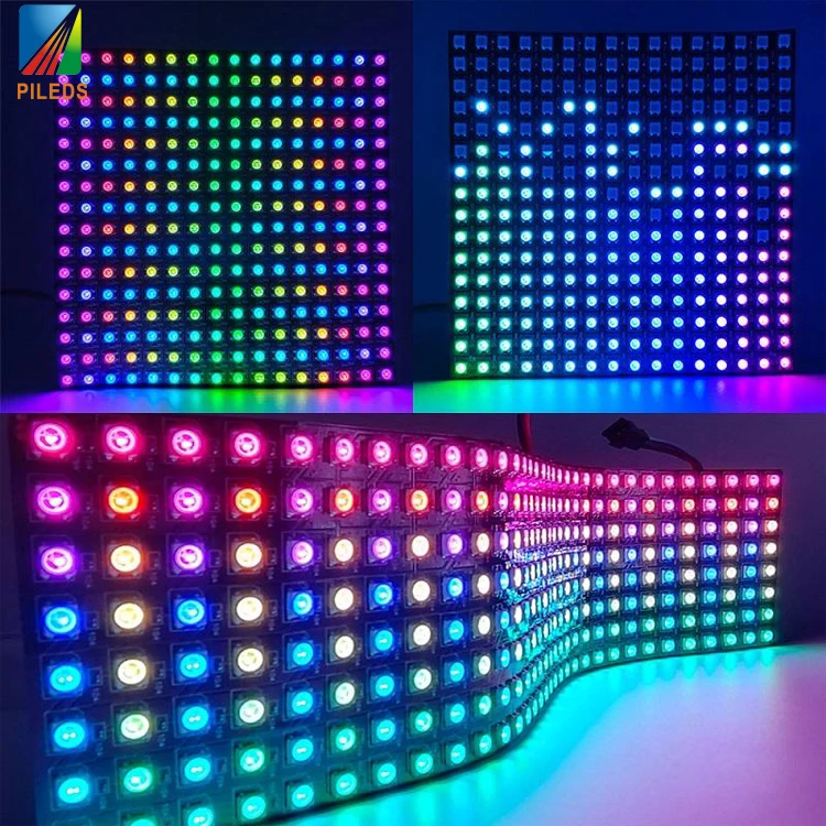PILEDS Led Matrix Wholesale Flexible RGB Pixel Panel DIY Programmable Display Screen DC5V WS2812 SK6812 WS2812b 8x8 8x32 16x16