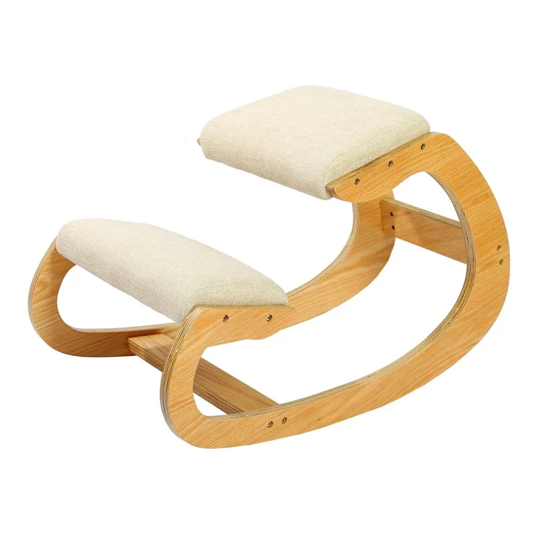 Wholesale Wooden Ergonomic Student Rocking Chair Yoga Posture Sit Posture Wood Knee Ergonomic High Quality Office Kneeling Chair