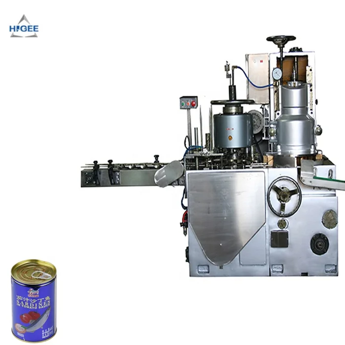 Canned pork meat can sealing machine with luncheon meat canned and wet glue labeling machine