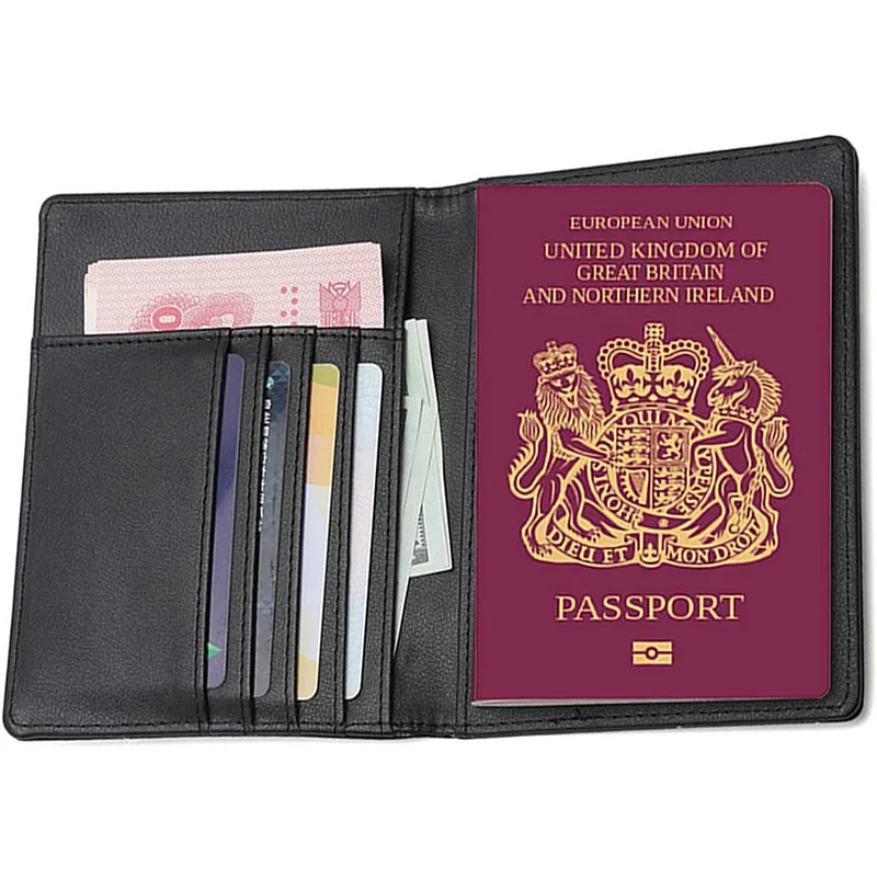 Кожаный держатель с блокировкой RFID, Женская Обложка для паспорта, чехол, кошелек, Мужской Дорожный органайзер для документов