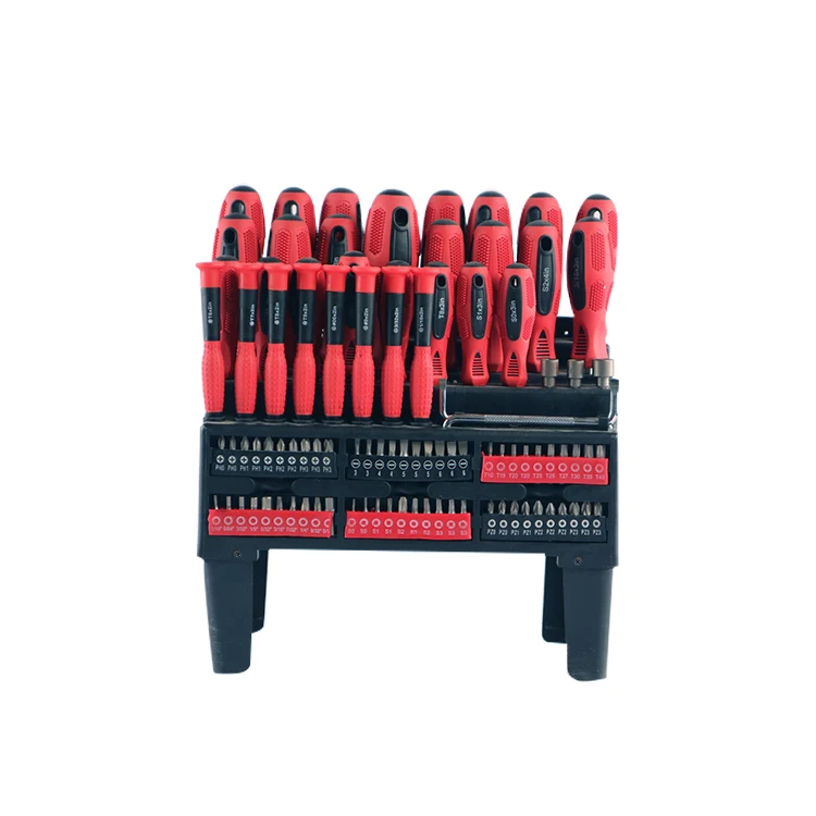 Shuangjian 22 year custom manufacturer 100 PC Manufacture Price OEM Durable Bulk stocks Screwdriver And Bit Set with Rack