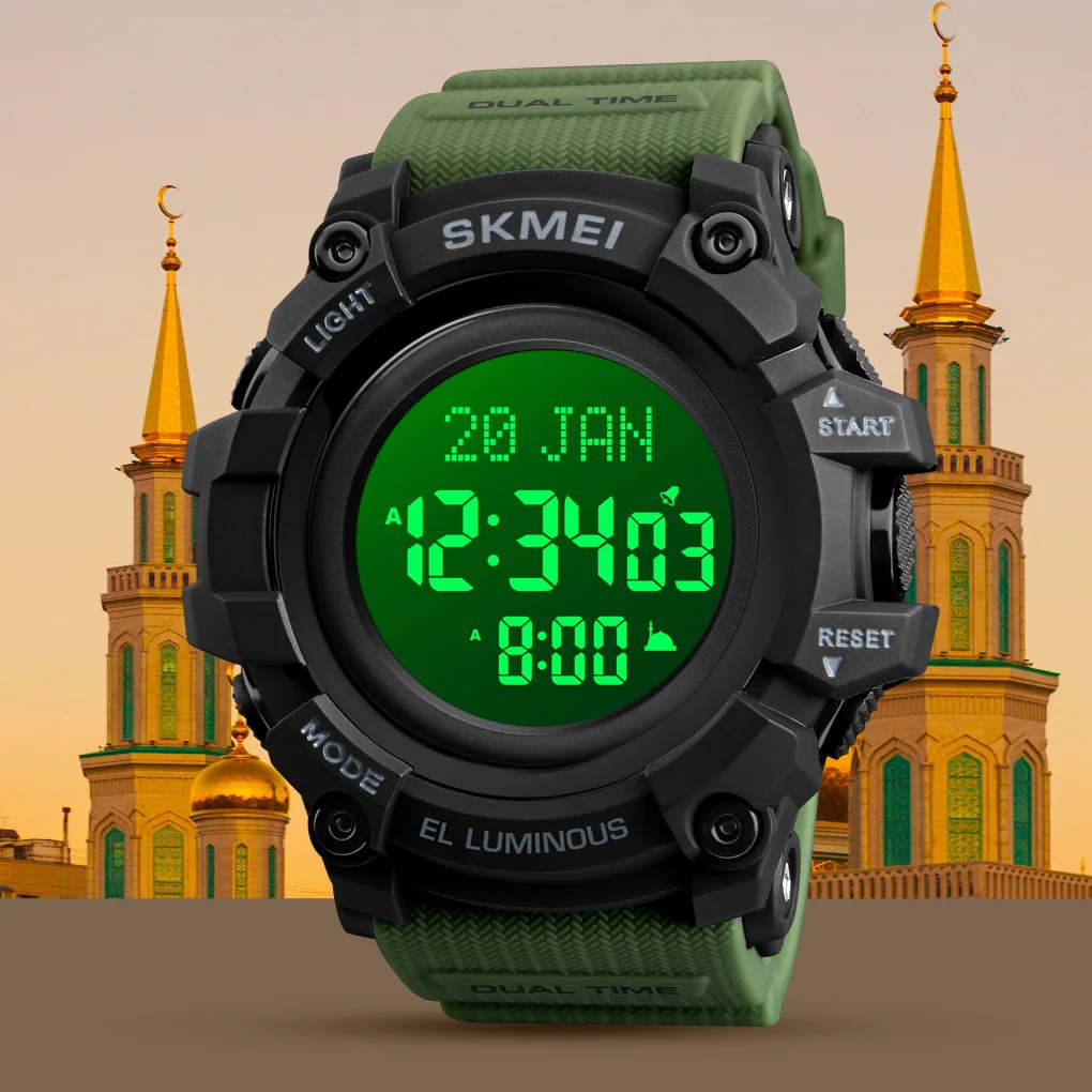 SKMEI 1680 Islamic azan muslim prayer watch Qibla Direction Al Azan Digital Watches for Muslim Prayers
