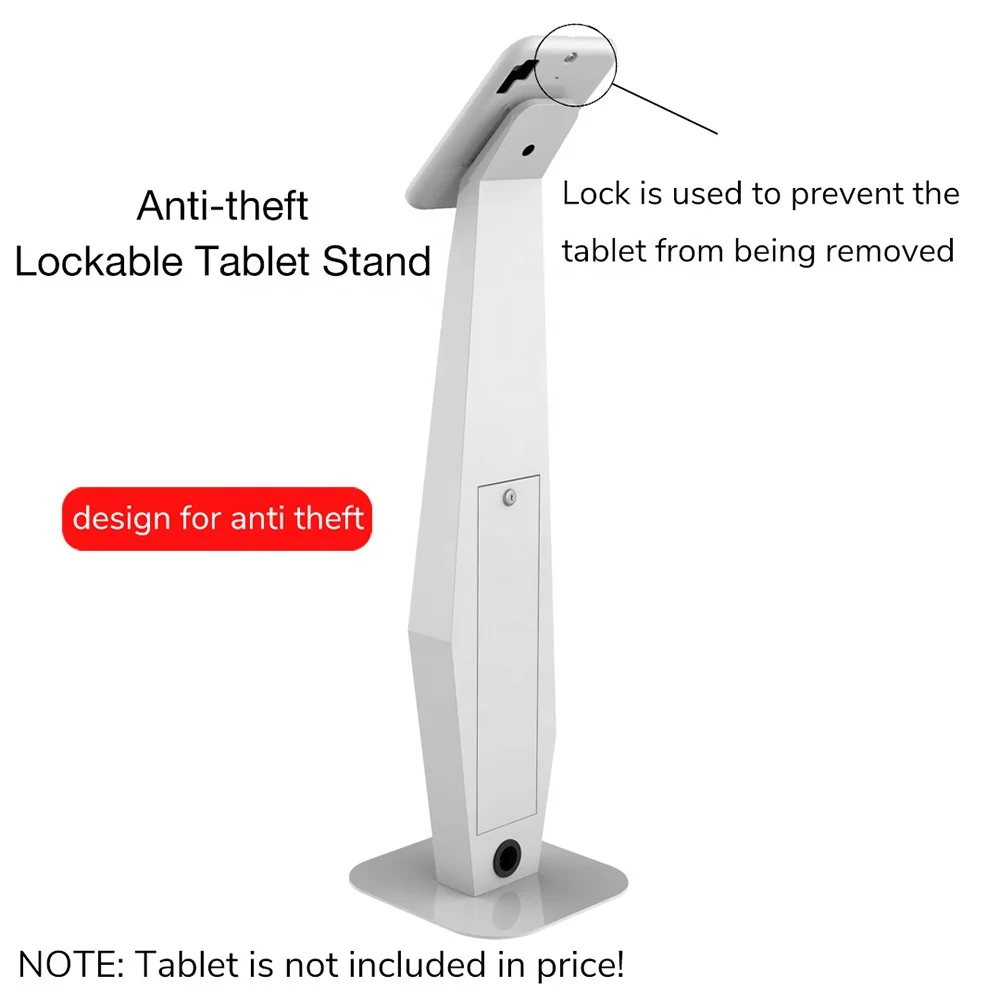 Tablet Floor Stand For iPad Samsung Exhibition Tablet Kiosk Auto Show Tablet PC Floor Stand Restaurant Car Shop Self Service