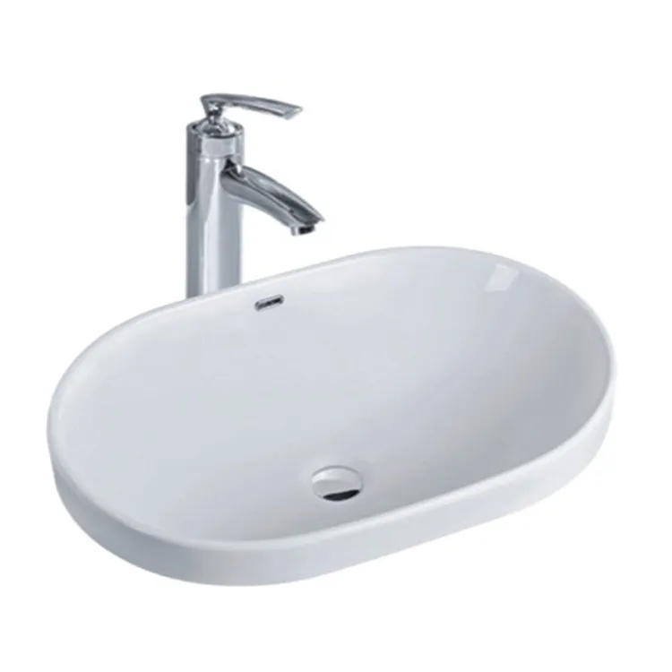 New style counter top oval sanitary ware bathroom washroom sink ceramic wash basin