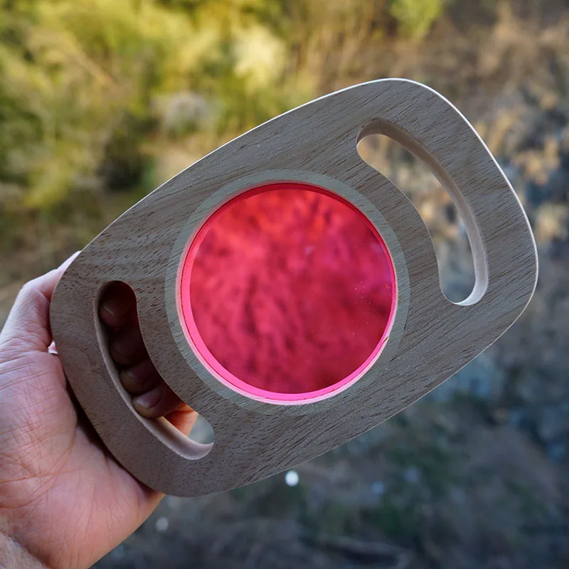 wooden Montessori toy wood glitter building blocks Wooden magnifying glass for kids