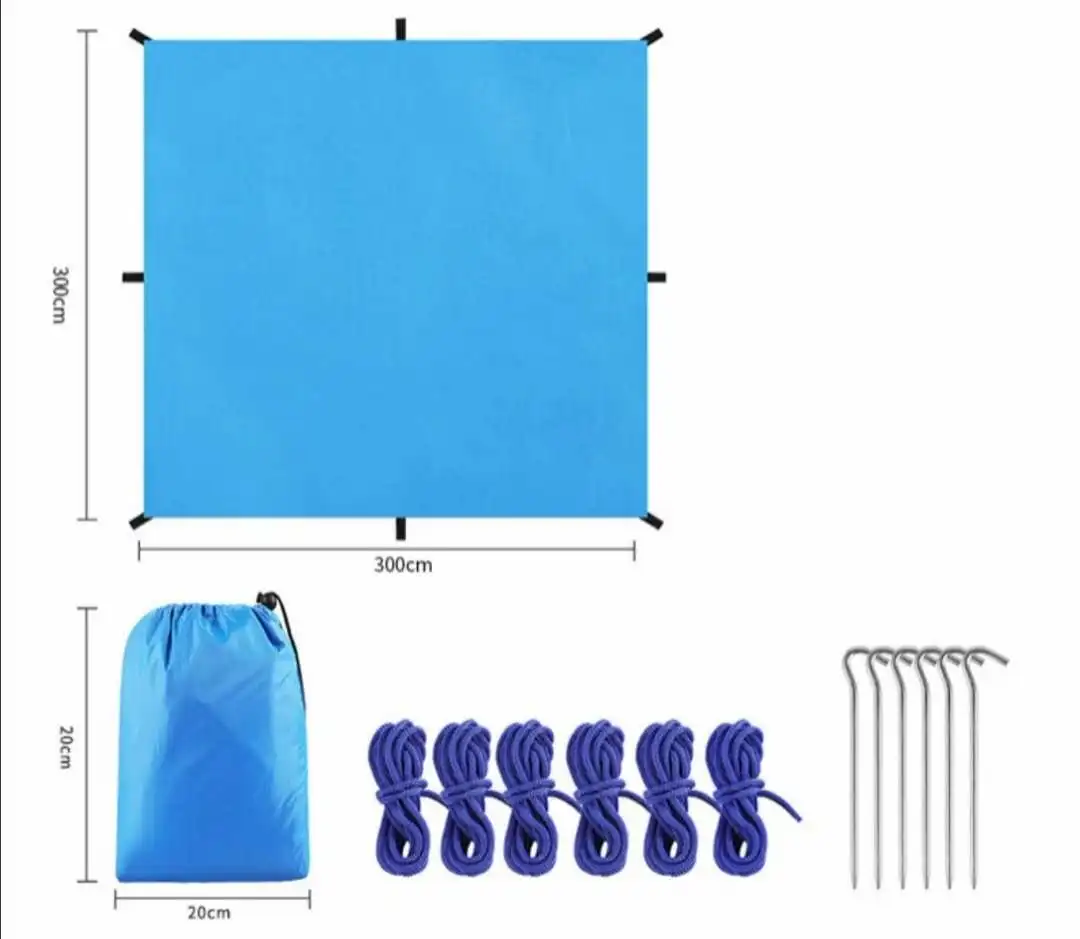 Wind Valley 210T Ripstop Nylon Anti-UV Waterproof Rain Fly Tarp PU3000mm Lightweight Portable Camping Tent Outdoor Beach Use