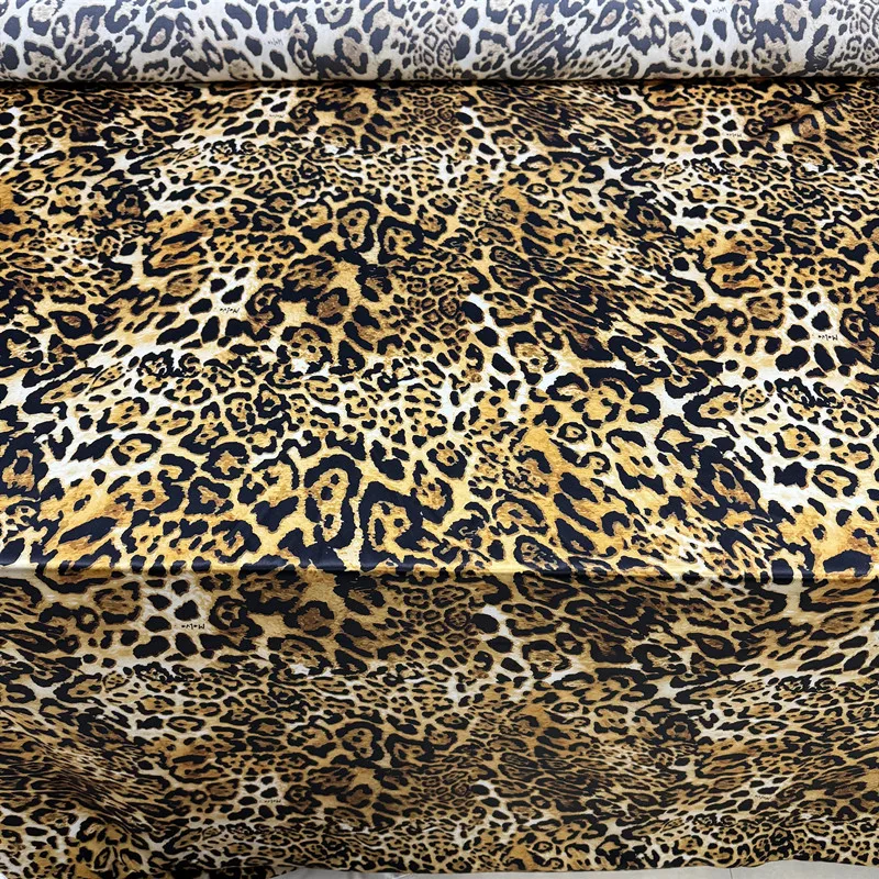 100% silk printed silk fabric leopard digital printing silk satin for garment dress