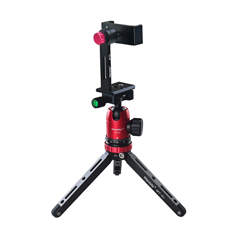 Manbily MT-01+SP-01+B-10 Universal Light Weight camera ball head with cell phone holder desktop tripod stand