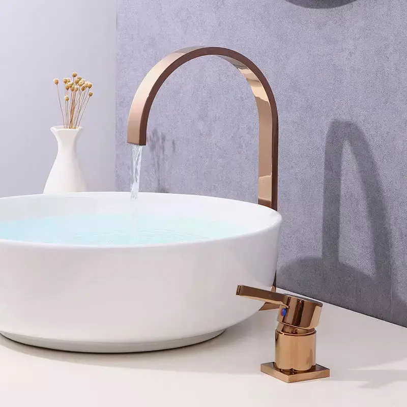 rose gold tap bathroom sink faucet modern design brass table faucet mixer water taps