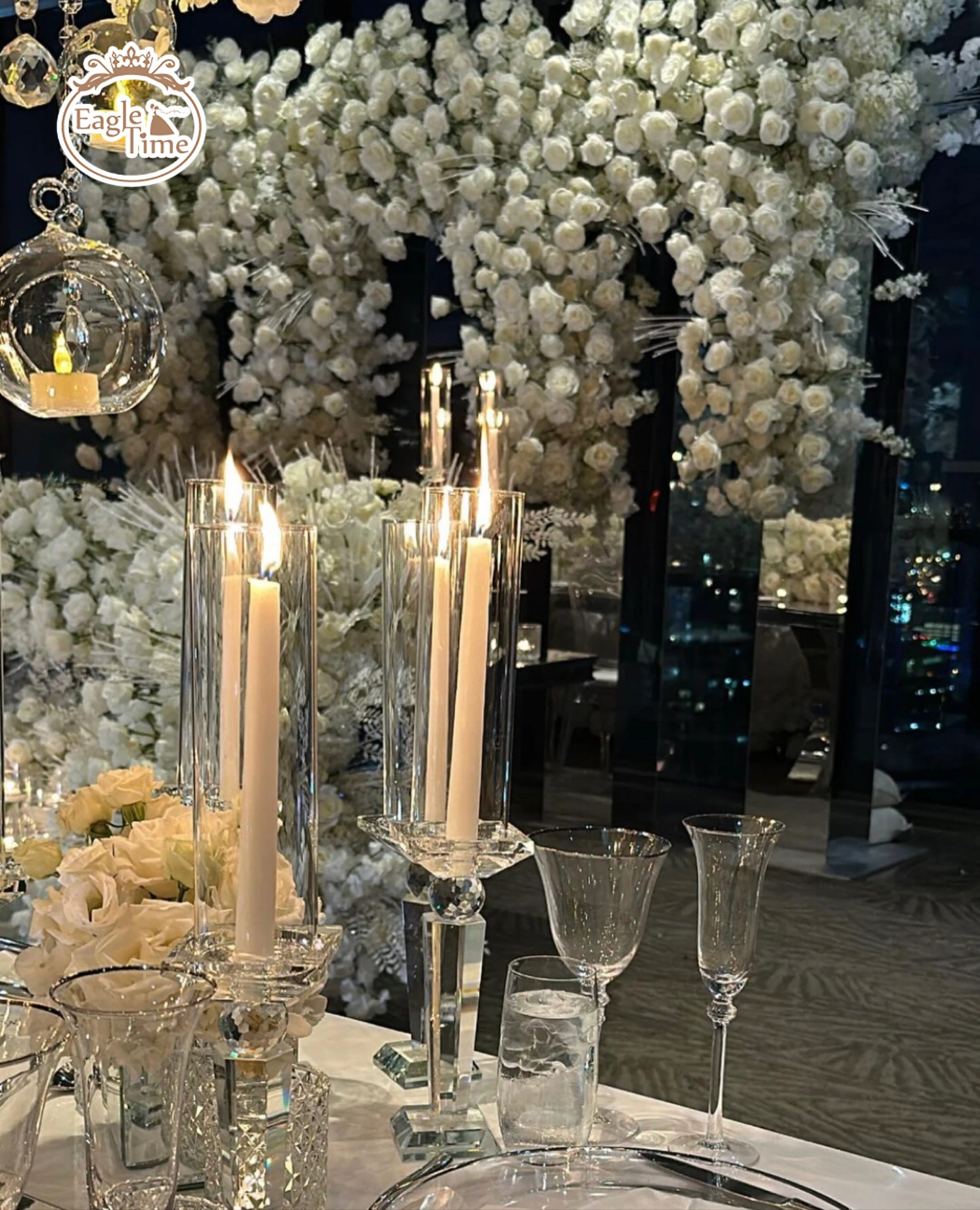 Wholesale Clear Crystal Acrylic Candle Holder Wedding Candelabra Centerpieces Flower Stand Candlestick For Party Wedding