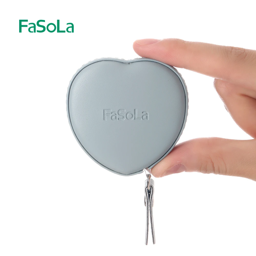 FaSoLa  1.5M Heart Shape PU Soft Tape Measure Double Scale Body Sewing Flexible Ruler Retractable Ruler with Push Button