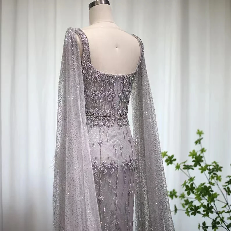 New Mermaid Fashionable women Crystal Beading Midi Party Dresses High Quality Feather Evening Dresses