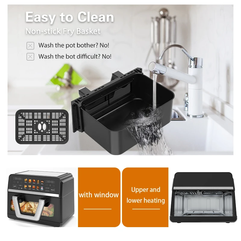 10L Deep Hot Selling Chips Frier Nonstick With Timing Visible Window Smart Digital Electric Air Fryer